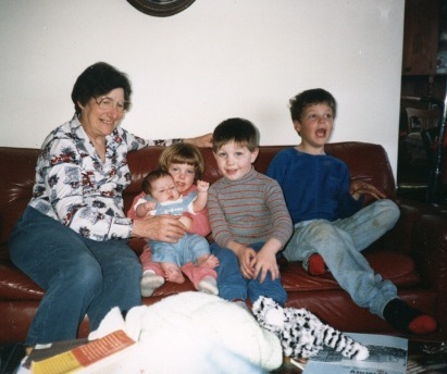 Grandma (Ann) with grandchildren Jackie, Lida, Johan, and Lennie. 1989. Grandma (Ann) with grandchildren Jackie, Lida, Johan, and Lennie. 1989.