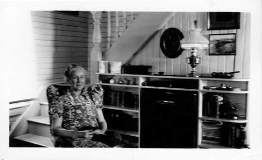 Barb's grandmother, Mary Hargrave, in the living room. 1940s. Barb's grandmother, Mary Hargrave, in the living room. 1940s.