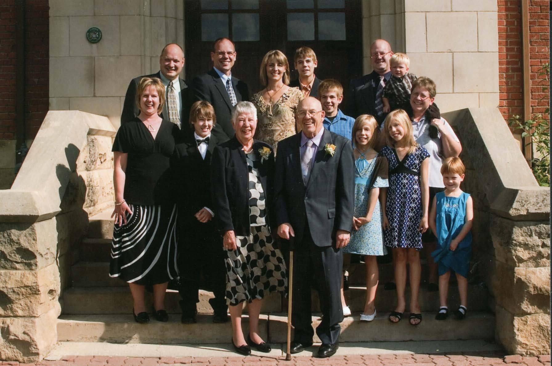 Wilkinson family at Barb and Bob's 50th anniversary. Back: Gilbert Perras,<br />Dave Wilkinson, Perry Wilkinson, Trevor Wilkinson, Pat Wilkinson<br /> with Ben Wilkinson and Christa Wilkinson. Front: Janet Perras, Greg Perras,<br /> Barb and Bob Wilkinson, Tyler, Ashley and Brittany Wilkinson, and Amy Wilkinson. Wilkinson family at Barb and Bob's 50th anniversary. Back: Gilbert Perras,<br />Dave Wilkinson, Perry Wilkinson, Trevor Wilkinson, Pat Wilkinson<br /> with Ben Wilkinson and Christa Wilkinson. Front: Janet Perras, Greg Perras,<br /> Barb and Bob Wilkinson, Tyler, Ashley and Brittany Wilkinson, and Amy Wilkinson.