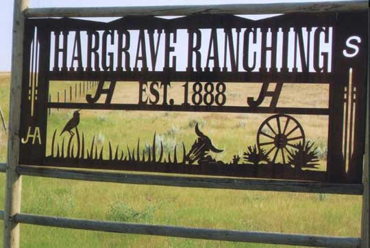 Hargrave Ranch. Walsh, Alberta. J-A is the cattle brand. 'S' is the horse brand. Hargrave Ranch. Walsh, Alberta. J-A is the cattle brand. 'S' is the horse brand.