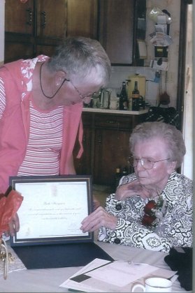 Ruth Hargrave's 100th birthday, with Barb. 2010. Ruth Hargrave's 100th birthday, with Barb. 2010.