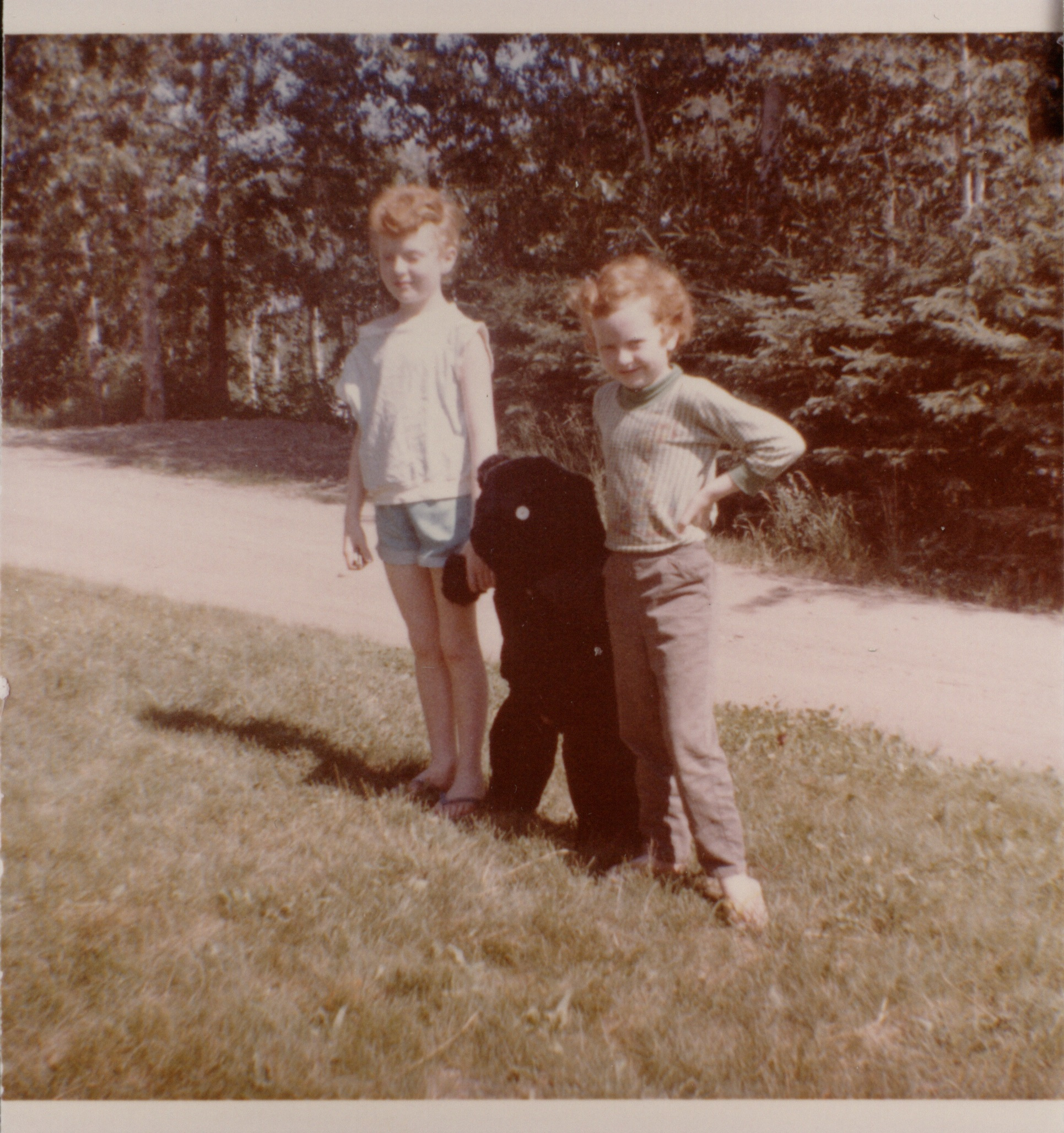 Mavis and Shirley Brown, with fuzzy bear made by Jean Brown – 1963 Mavis and Shirley Brown, with fuzzy bear made by Jean Brown – 1963