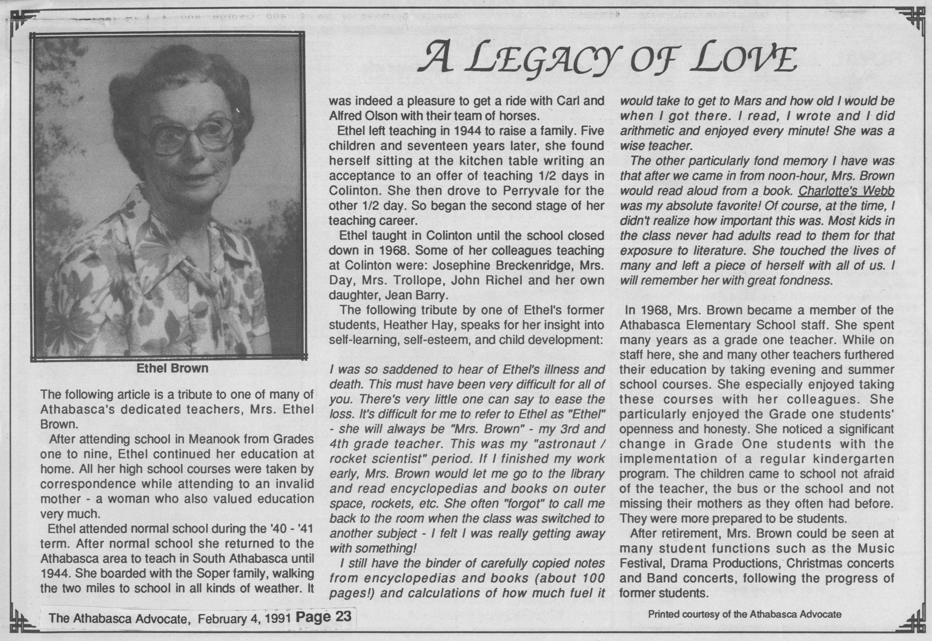 Ethel Brown tribute – 1991 Ethel Brown tribute – 1991