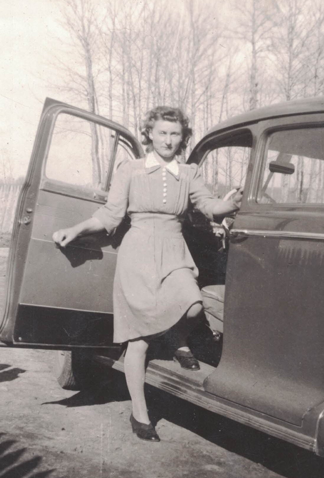 Katie Kuzyk stepping out. Circa 1942. Katie Kuzyk stepping out. Circa 1942.