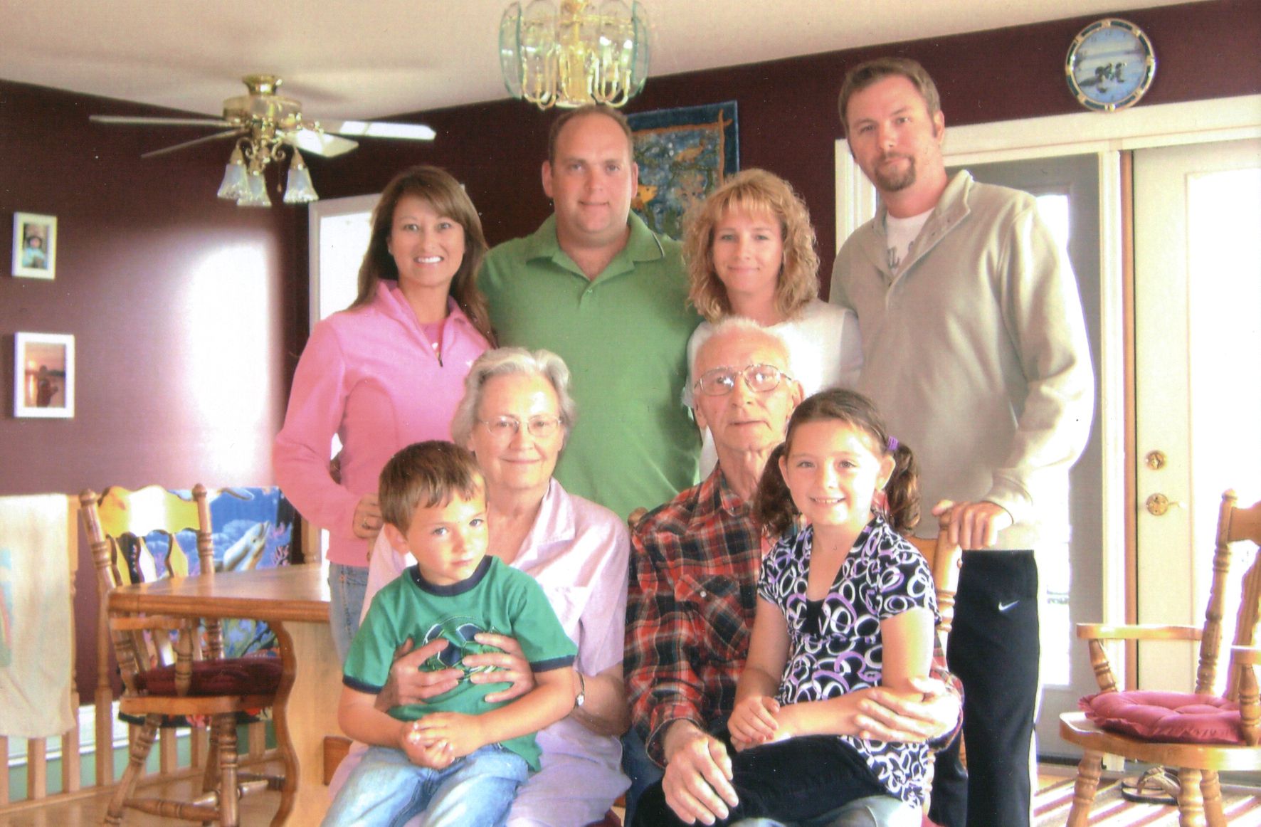 At daughter Lara and her husband Kevin's home. Left to right. Back row: Cathy Turkawski, Kevin Maheden, Lara Maheden, Roland Turkawski. Front row: Dorothy Turkawski with Nick Maheden, Ted Turkawski with Jazmyn Maheden. May 14, 2011. At daughter Lara and her husband Kevin's home. Left to right. Back row: Cathy Turkawski, Kevin Maheden, Lara Maheden, Roland Turkawski. Front row: Dorothy Turkawski with Nick Maheden, Ted Turkawski with Jazmyn Maheden. May 14, 2011.