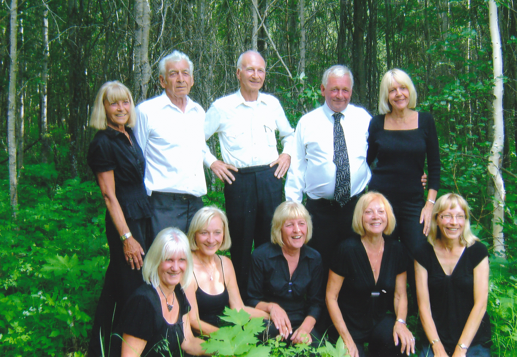 Turkawski siblings. Left to right. Back row: Caroline (Carol) Morris, Michael (Mike) Turkawski, Theodore (Ted) Turkawski, Steve Turkawski, Irene Della Porta. Front row: Victoria (Vicky) Bandurk, Nellie (Nell) Haygarth, Joyce Dufresne, Evangeline (Lynne) Kuss, and Katherine (Kathy) Turkawski. Turkawski siblings. Left to right. Back row: Caroline (Carol) Morris, Michael (Mike) Turkawski, Theodore (Ted) Turkawski, Steve Turkawski, Irene Della Porta. Front row: Victoria (Vicky) Bandurk, Nellie (Nell) Haygarth, Joyce Dufresne, Evangeline (Lynne) Kuss, and Katherine (Kathy) Turkawski.