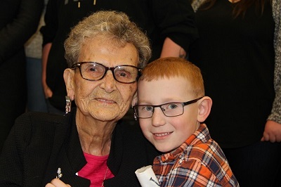 Vera with great-grandson Thomas Reeve. Vera with great-grandson Thomas Reeve.