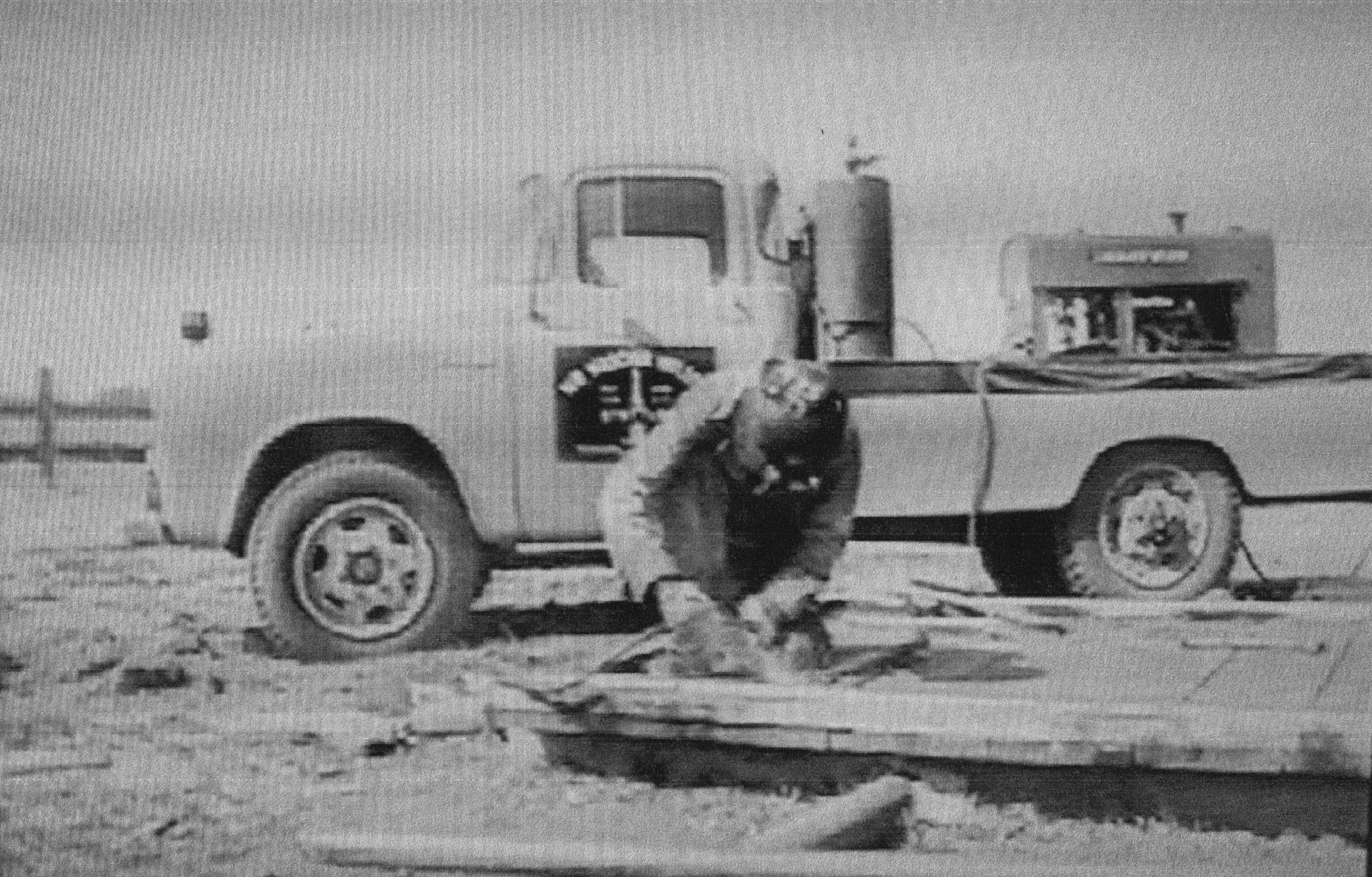 William welding in the yard of Flint Rig Services in Stettler, Alberta. 1956. William welding in the yard of Flint Rig Services in Stettler, Alberta. 1956.