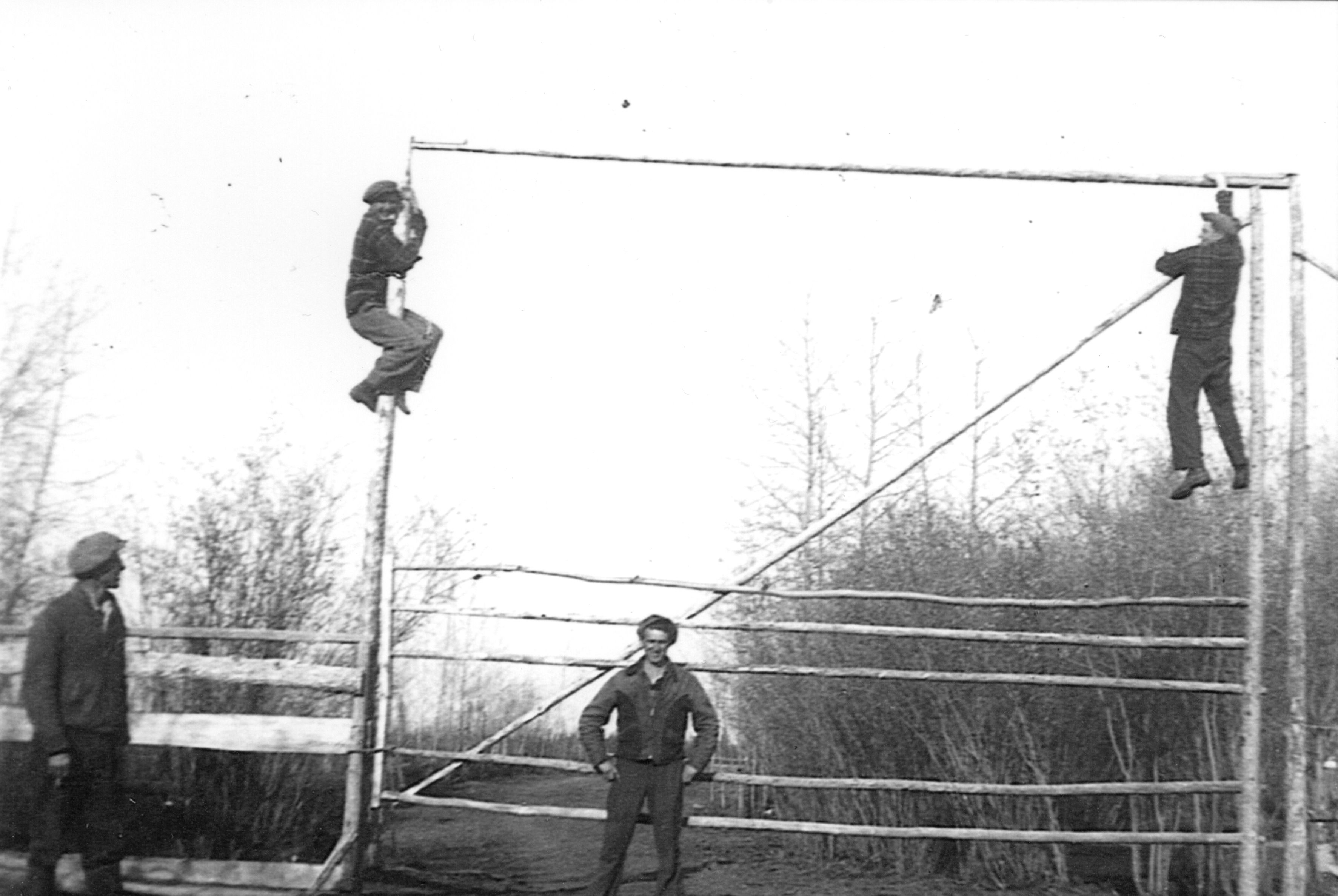The Waschuk boys, left to right: Tom, John, Harry, William. 1946. (William built the Waschuk farm gate.) The Waschuk boys, left to right: Tom, John, Harry, William. 1946. (William built the Waschuk farm gate.)