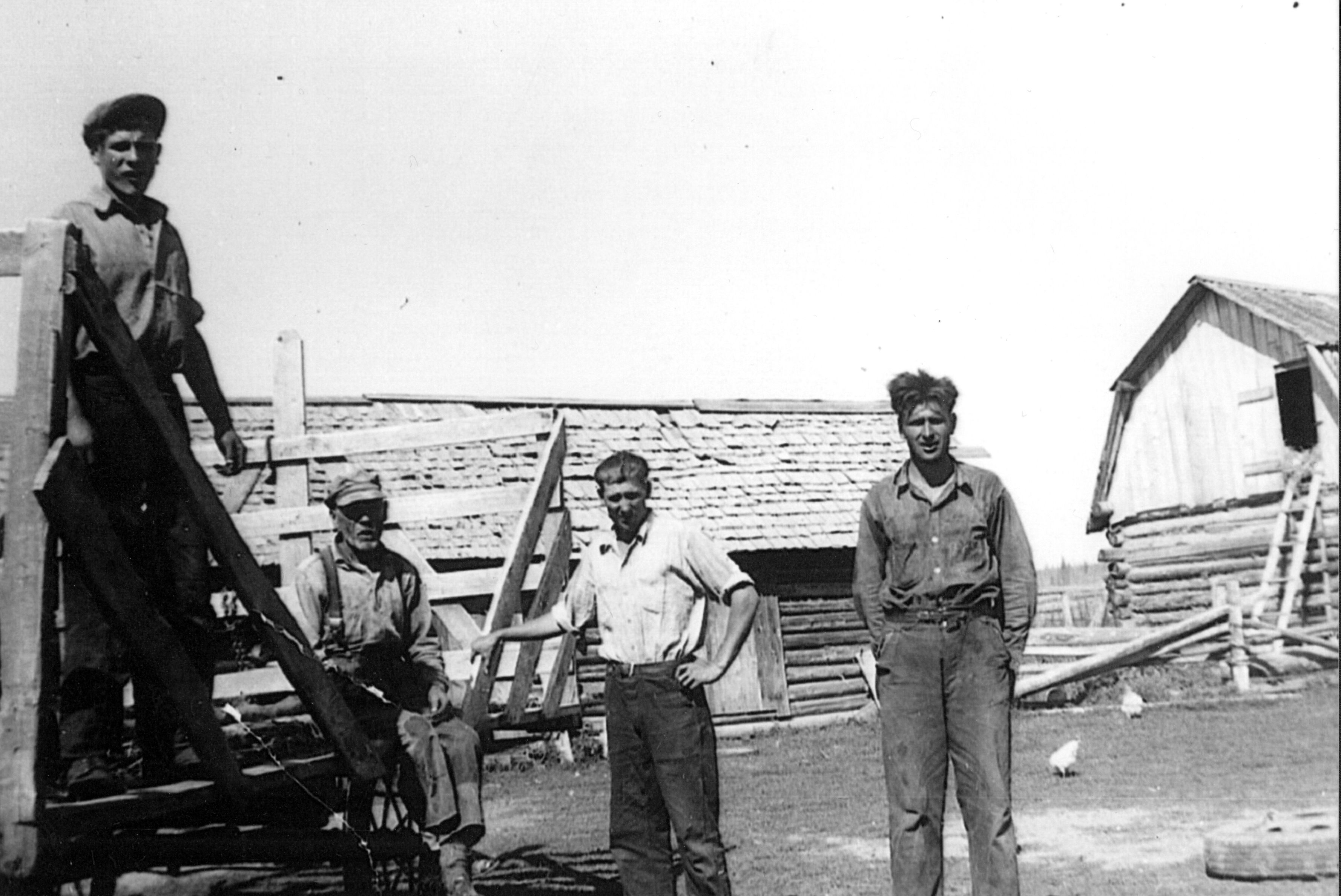 Left to right: William, Jacob, Harry, Tom. 1946. Left to right: William, Jacob, Harry, Tom. 1946.