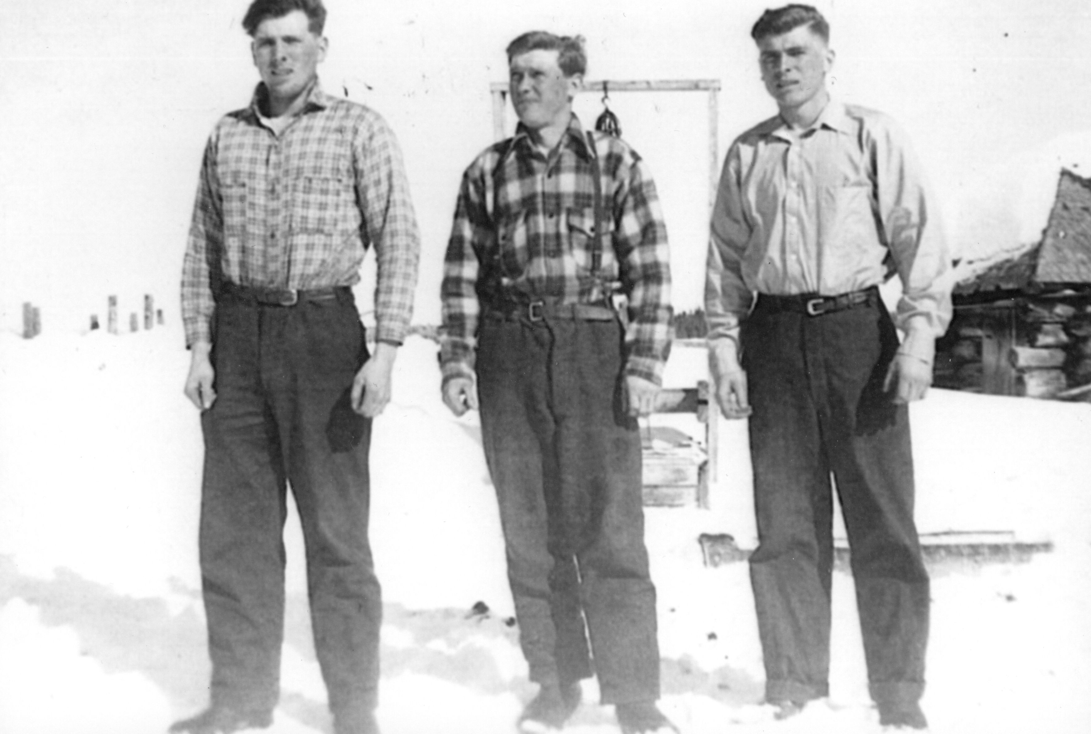 Left to right: Tom, John, William. 1947. Left to right: Tom, John, William. 1947.
