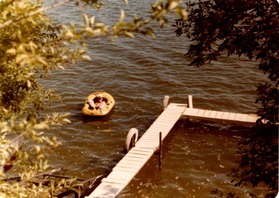 Vern in dinghy on Katepwa Lake - Circa 74
