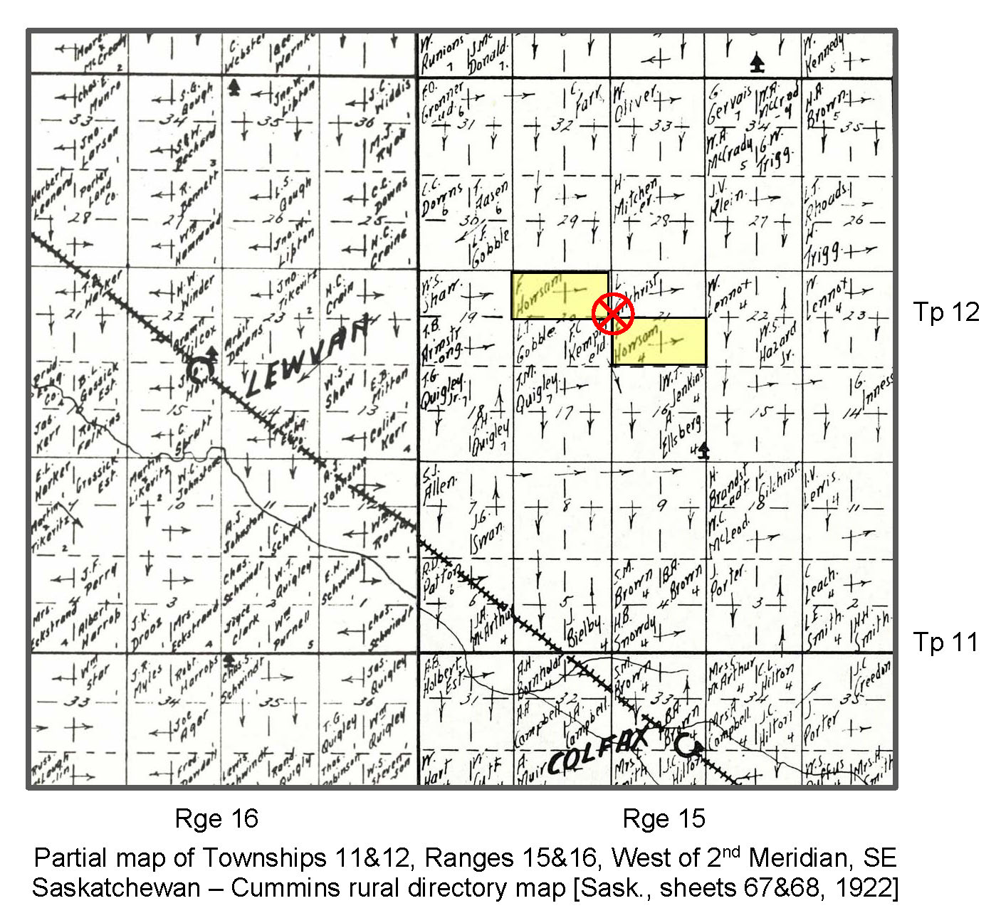 Howsam family farm location near Lewvan, Saskatchewan
