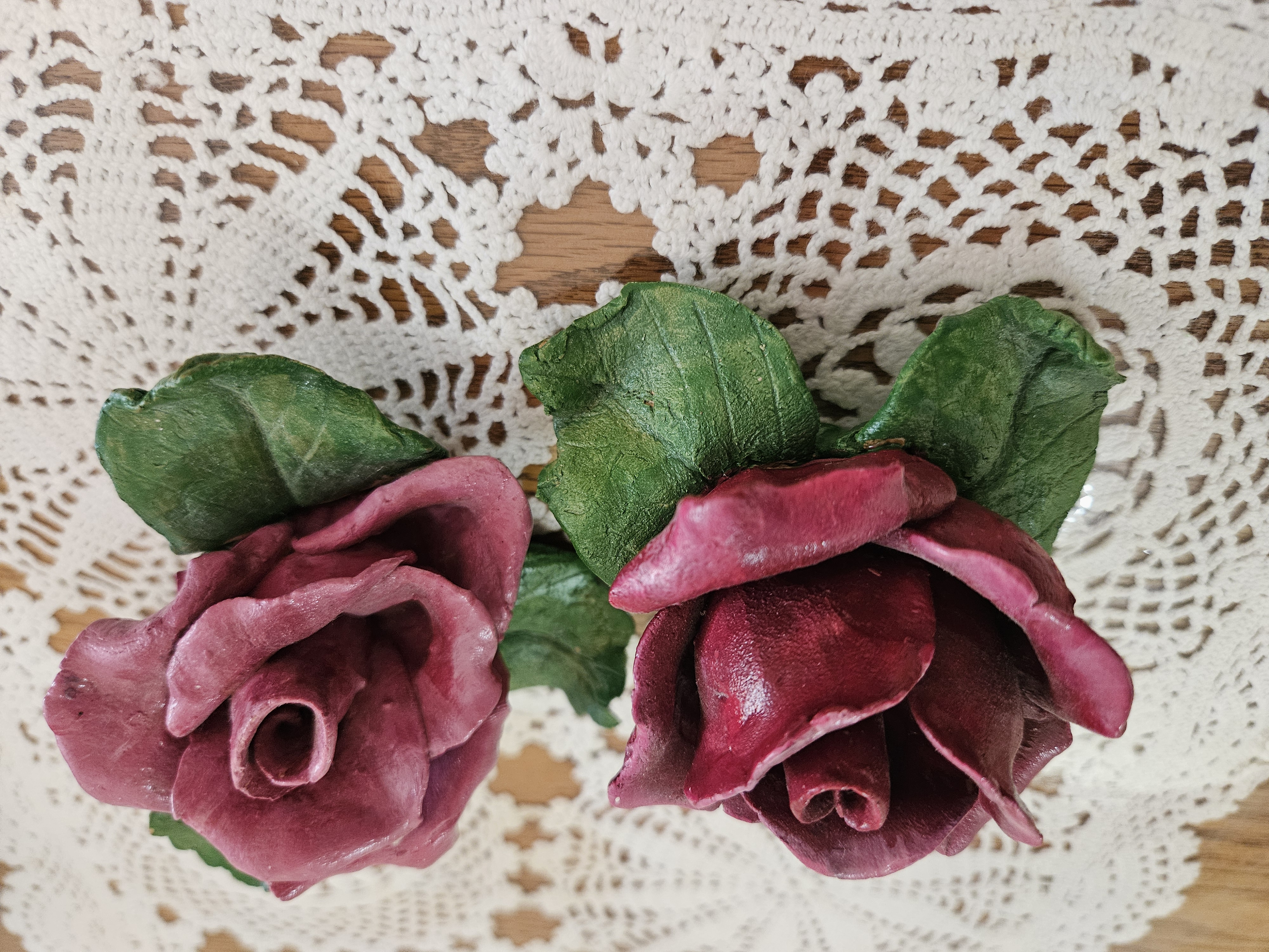 Pottery roses made by Win Rowe