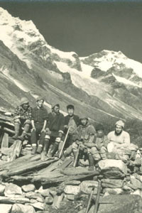 Sherpa members of expedition, including Miroslav Hruska, in Tanchen valley